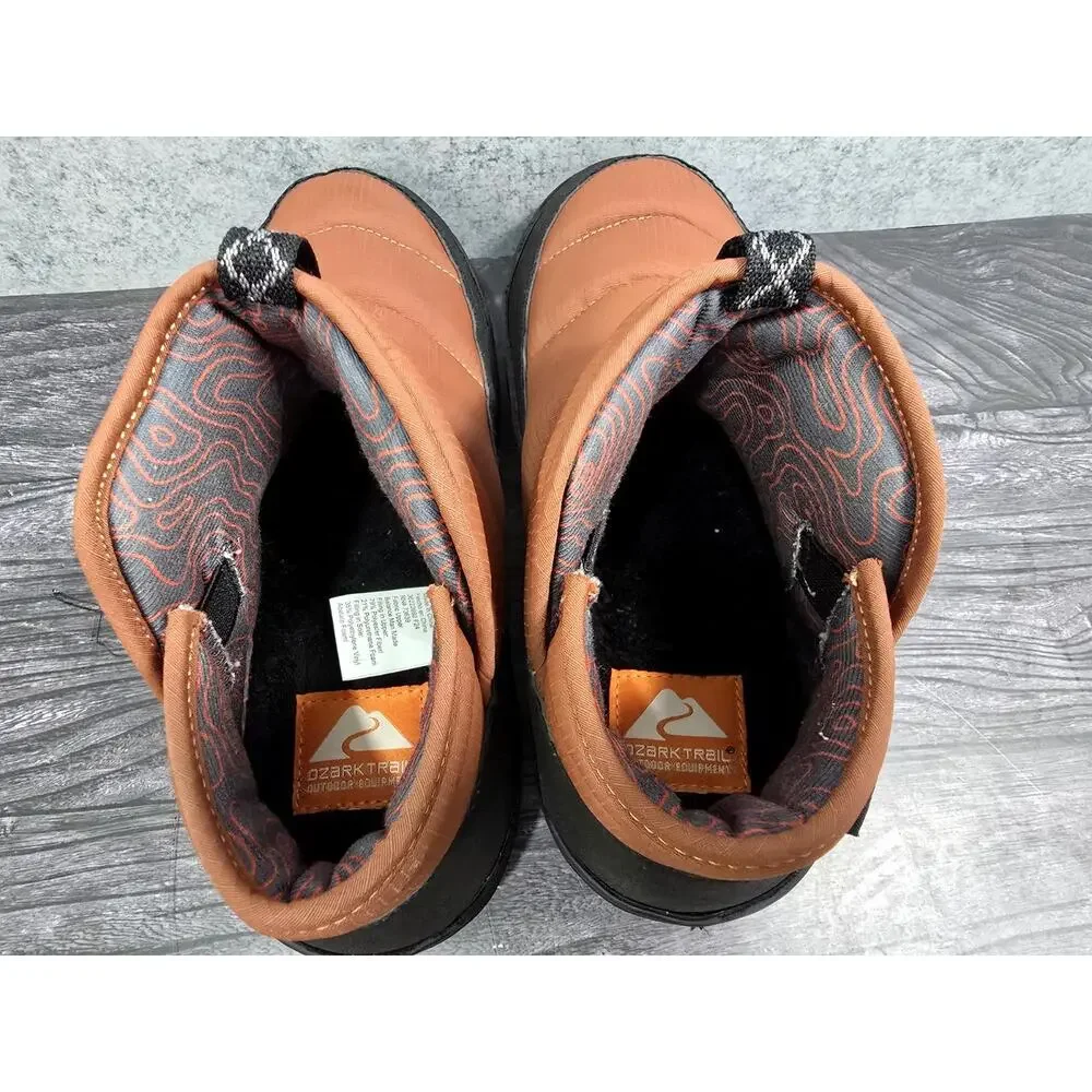 Ozark Trail Men's Boot Slipper Size 7 Rust Orange Puffer Camp Booties Excellent